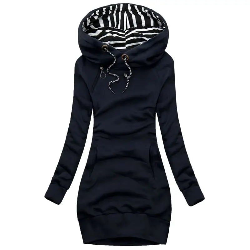 Women Fashion Hooded Sweater Dress Autumn and Winter Long Sleeve Hoodie Dress Slim Fit Pullovers Sweatshirt Dress