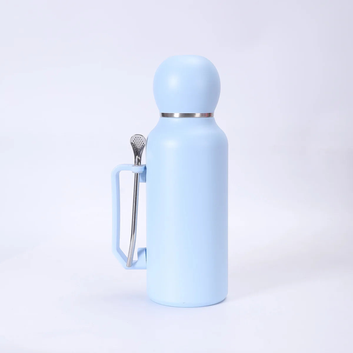 Portable and Simple Car Cup with Spoon Large-capacity Solid-color Handle Cup Stainless Steel Outdoor Double-layer Insulated Cup