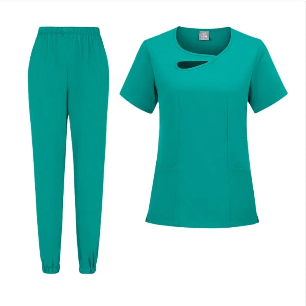 New Medical Doctor Nurse Surgical Uniforms Woman Scrub Set Beauty Salon Work Wear Clinical Scrubs Top-Pants Spa Nursing Tunic