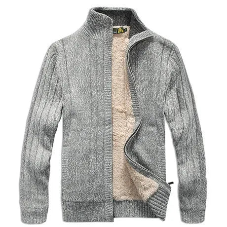 Men's Winter Sweater Male Clothes Thick Fleece Casual Cardigan Knitted Sweater for Men Coat Warm