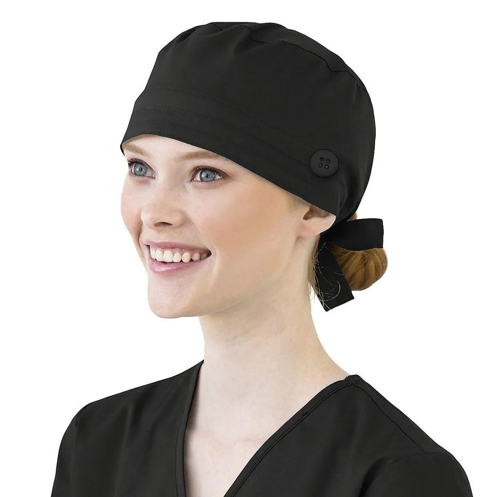 Solid Color Scrubs Caps With Button Pet Grooming Agency Work Scrubs Beauty Work Hats Lab Nursing Scrubs Cap Gorro Enfermera