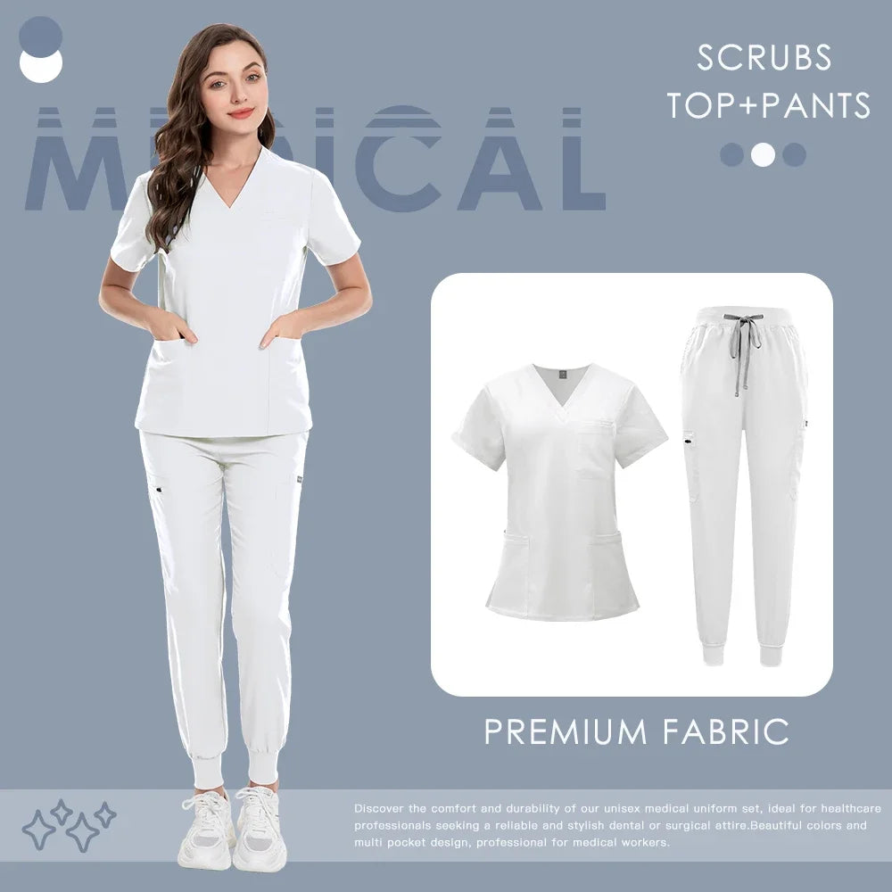 Scrub Set For Men Women Premium Nurse Uniform Medical Jogger Set Hospital Accessories Dental Clinic Lab Workwear Scrub Top Pants