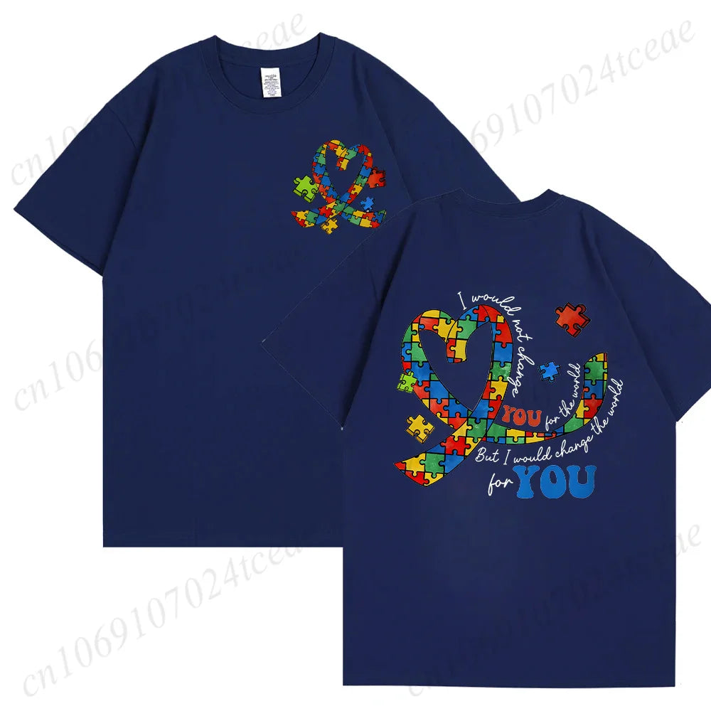 Autism Awareness Month Women T-Shirt Neurodiversity ADHD Tees Shirt Autism Teacher Mom Gift Short Sleeve Tops Female Clothing