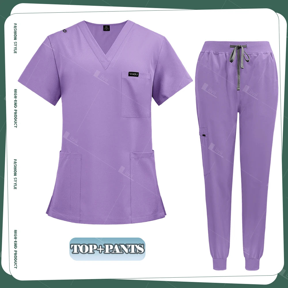 S-XXL Unisex Medical Uniforms Scrub Women Men Clinical Nursing Uniform Doctor Nurse Scrub Set Dentist Workwear Surgery Top Pants