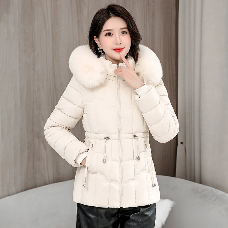 Winter New Down Jacket Women Parkas Fashion High-Quality Warm Cotton Padded Coat Ladies Short Overcoat Hooded Overwear Tops