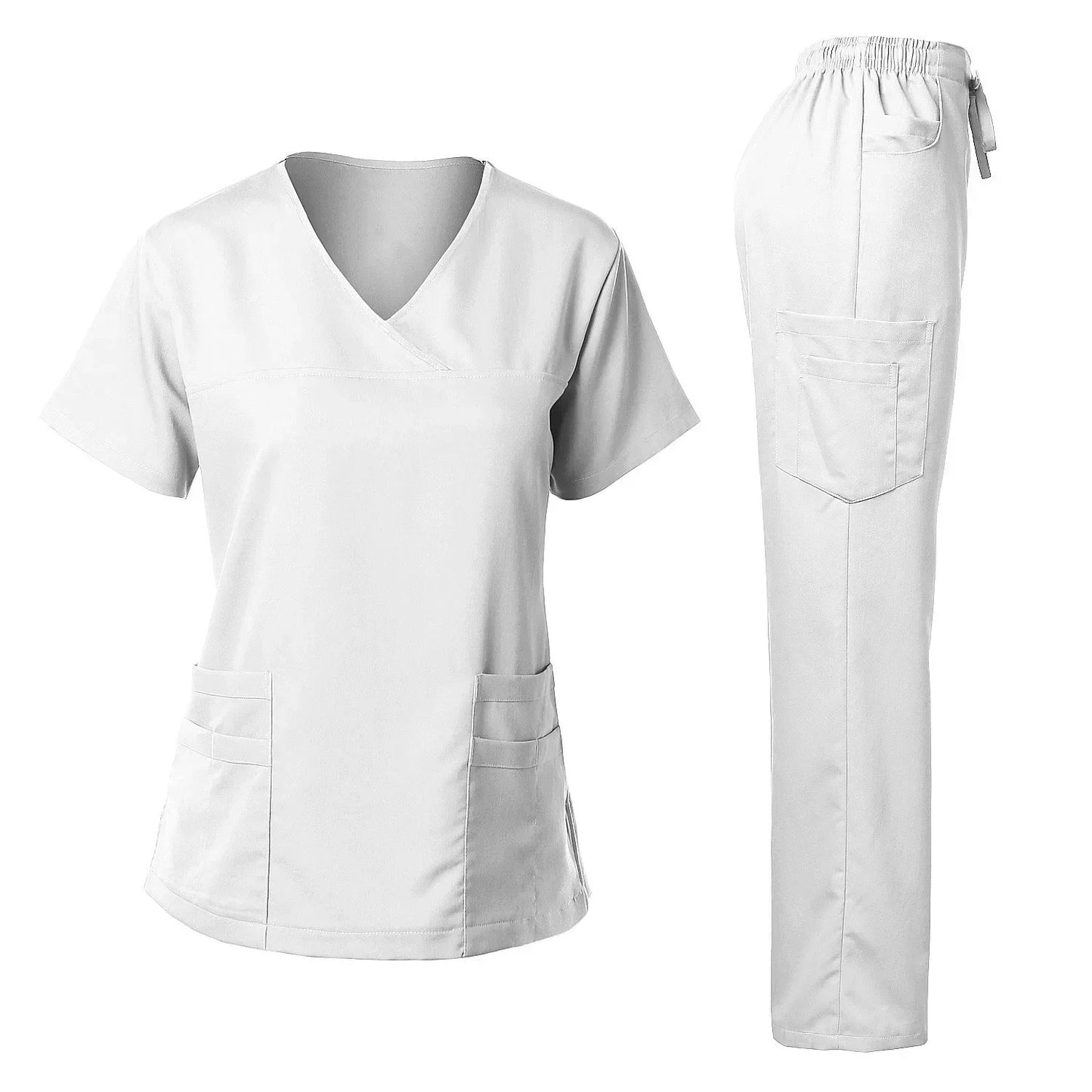 Cherokee Medical Uniforms Nurse Uniform Scrubs for Women Set Scrub Pants with Pockets and V-neck SPA Scrub Top for Hospital