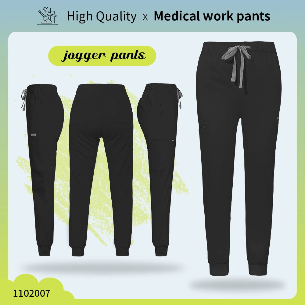 Solid Color Jogger Pants Stretch Medical Pants Dental Clinic Scrub Trousers Comfortable Veterinary Operating Room Scrubs Bottoms