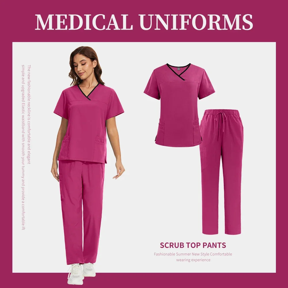 Scrub Uniforms Sets Hospital Clothes for Women Scrubs Set Quick-Drying Comfortable Nursing Outfits Pet Clinic Veterinary Uniform