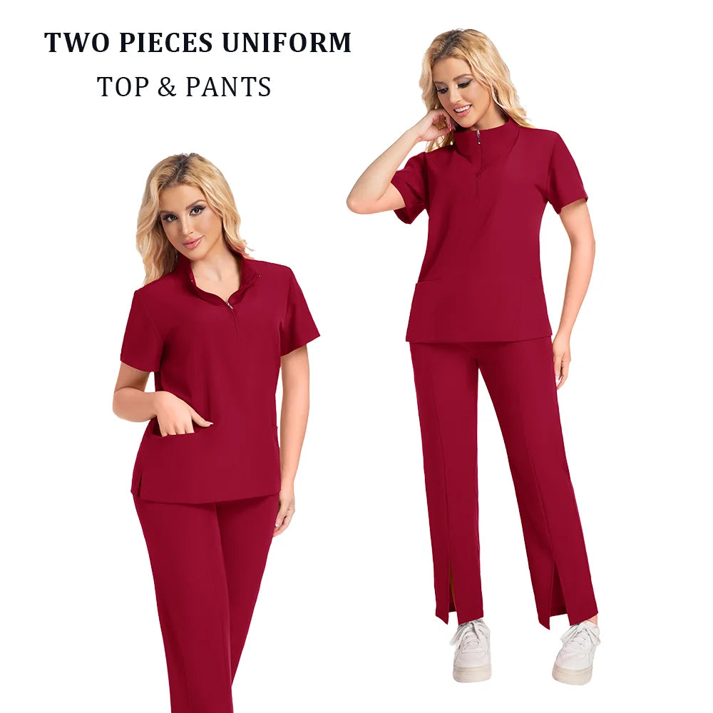 Surgical Uniforms Woman Scrub Set Medical Nurse Beauty Salon Workwear Clinical Scrubs Top Pants Spa Doctor Nursing Clinical Suit