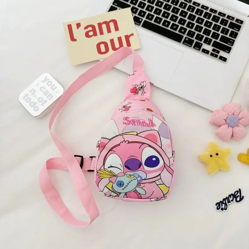Stitch & Angel Sling Chest Bag, Cartoon Anime Crossbody Bag, Fashionable Casual Shoulder Bag with Coin Purse for Daily Travel