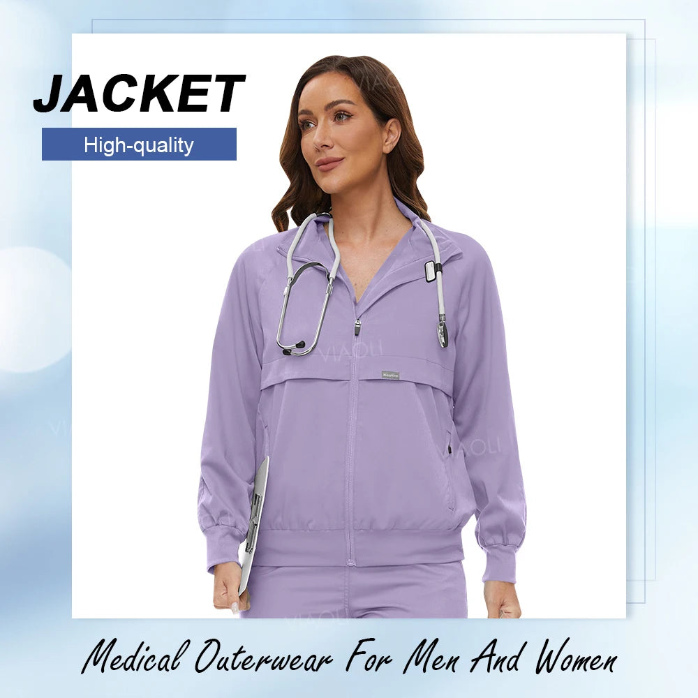 Medical Nursing Hospital Uniform Jacket Scrubs Uniforms Men Top Scrub Women Doctor Nurse Work Clothes Veterinary Pet Clinic Coat