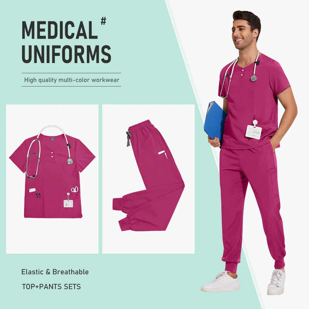 Scrubs Nursing Accessories Medical Surgical Gowns Doctor Nurse Special Scrub Men Solid Color Work Wear Spa Unifroms Women Unisex