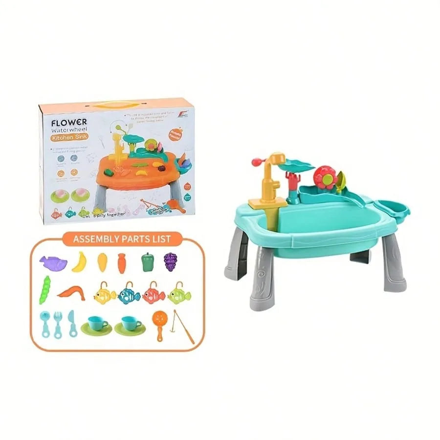 Play Sink With Running Water, Mini Water Table For Toddlers, Upgraded Faucet And Play Dishes, Children Electric Dishwasher Toy
