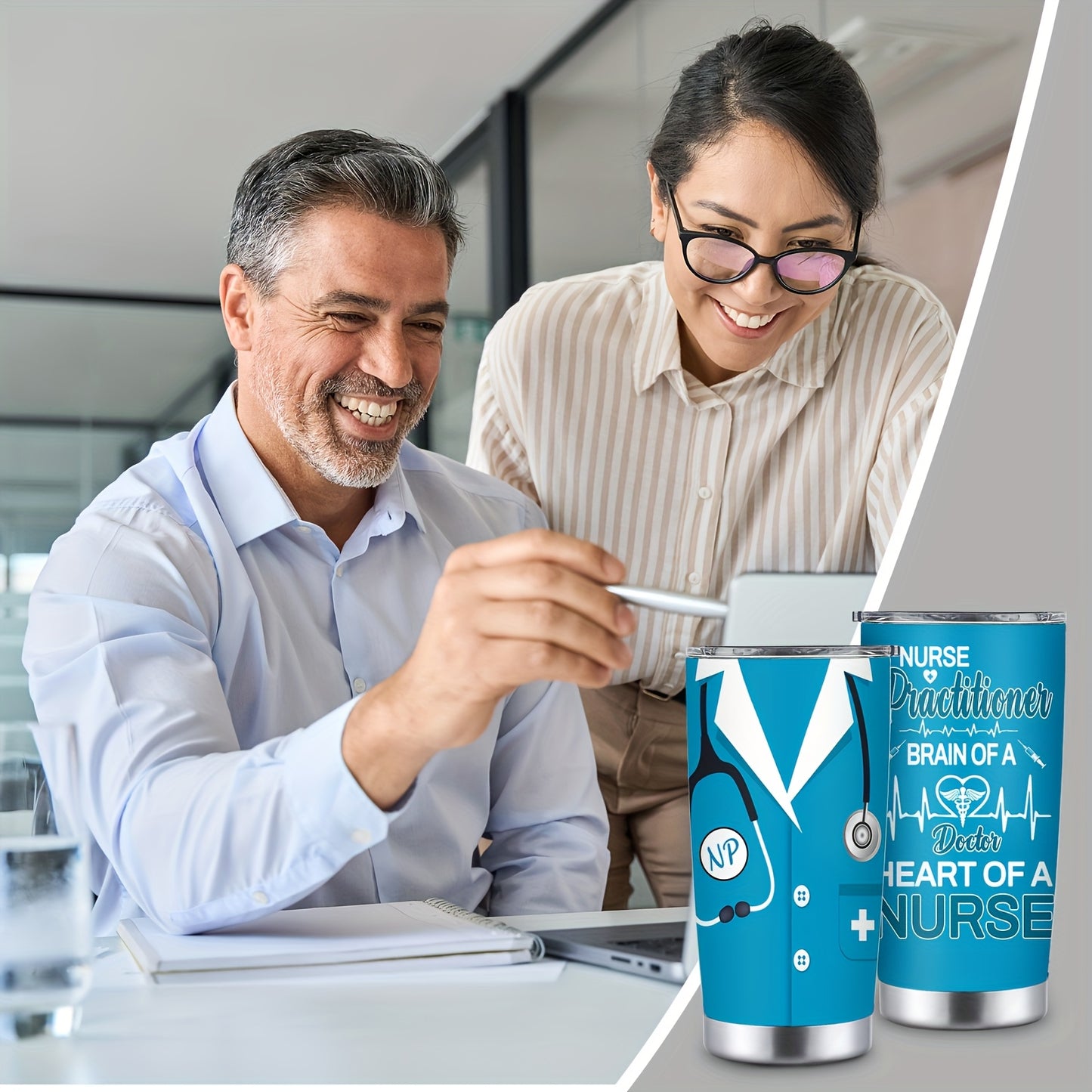 [Reusable Stainless Steel NP Tumbler] 20oz Stainless Steel Tumbler with Lid - Perfect Nurse Practitioner Gift, Reusable & Lead-Free, Ideal for Birthdays & NP Week Celebrations