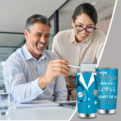 [Reusable Stainless Steel NP Tumbler] 20oz Stainless Steel Tumbler with Lid - Perfect Nurse Practitioner Gift, Reusable & Lead-Free, Ideal for Birthdays & NP Week Celebrations