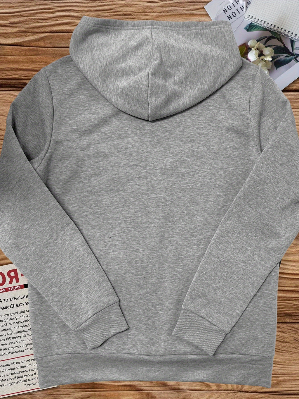 [1pc Plus Size Nurse Sweatshirt] [1pc Nurse Print Hooded Sweatshirt] 1pc Plus Size Men'S Casual Nurse Print Hooded Sweatshirt, 100% Polyester, Relaxed Fit, Non-Stretch, 250g/m² Knit Fabric, Printed Design
