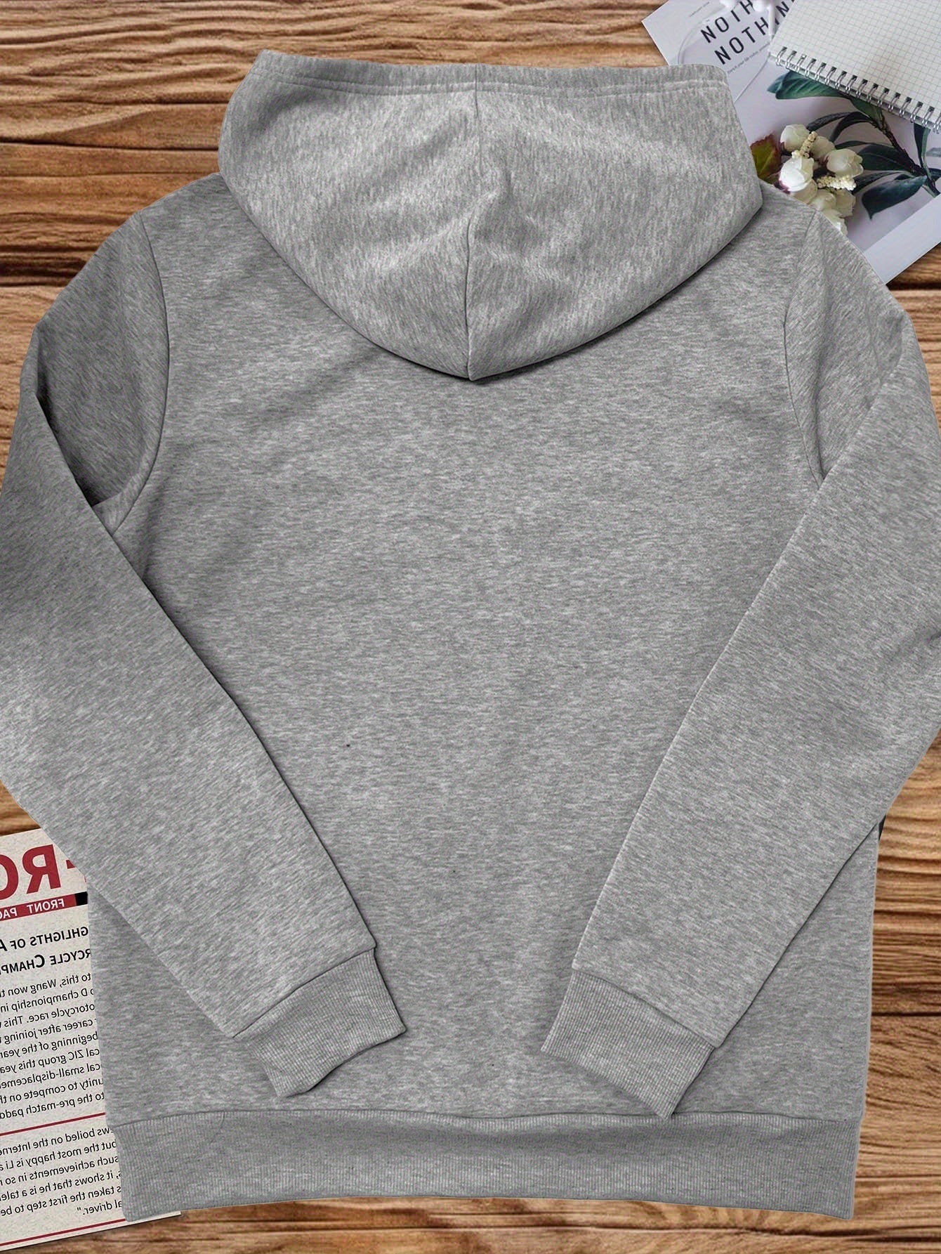 [1pc Plus Size Nurse Sweatshirt] [1pc Nurse Print Hooded Sweatshirt] 1pc Plus Size Men'S Casual Nurse Print Hooded Sweatshirt, 100% Polyester, Relaxed Fit, Non-Stretch, 250g/m² Knit Fabric, Printed Design