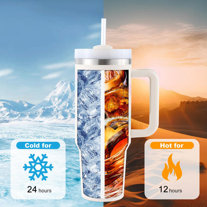 1pc Gift for Nurse 40oz Vacuum Insulated Water Bottle with Handle, Quencher Tumbler, 304 Stainless Steel, Keeps Cold for 24 Hours, BPA-Free, Portable Drinking Cup, for Car, Home, Office, Summer Winter Drinkware, Travel Access