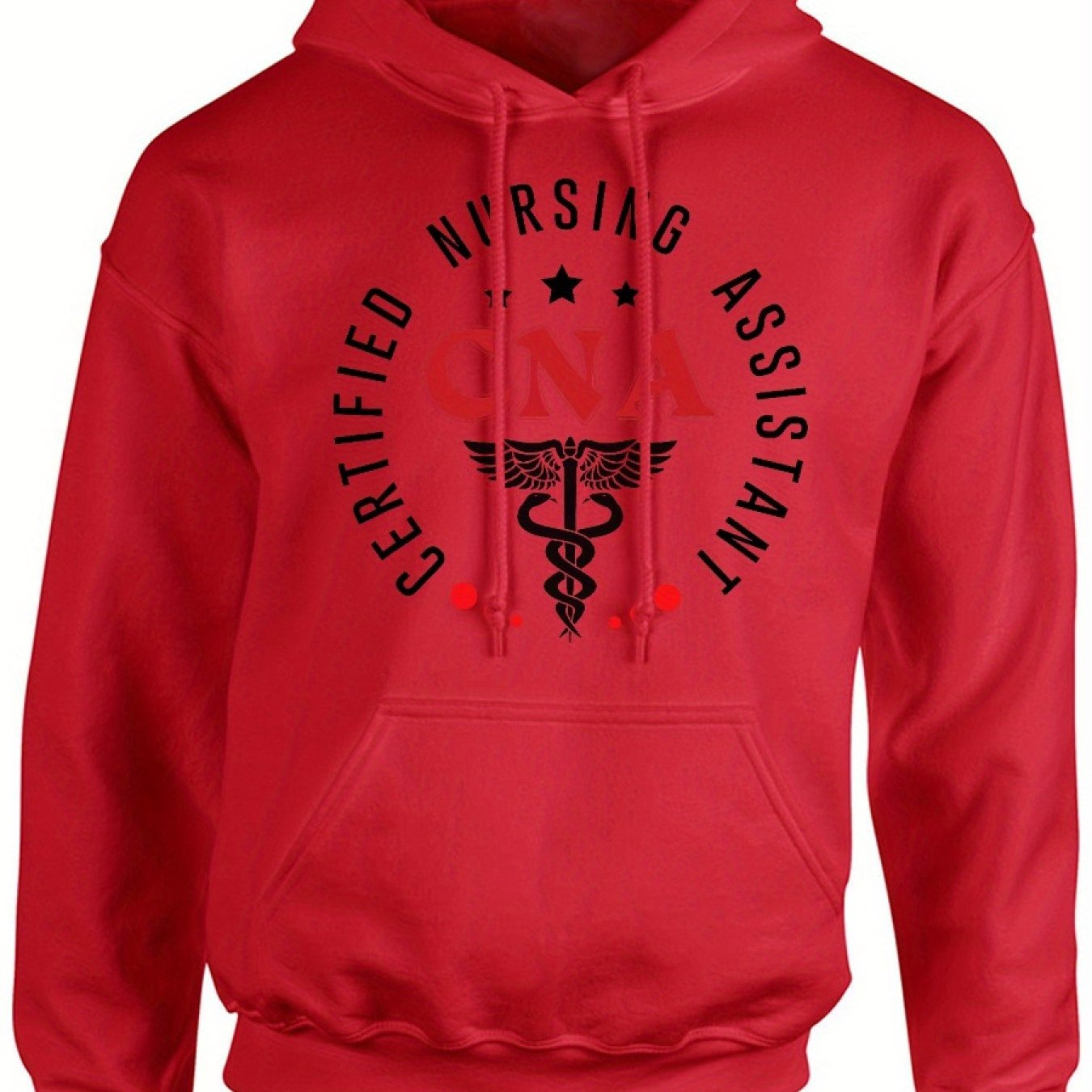 CNA Certified Nursing Assistant Comfort Hoodie - Classic Print, Casual Long Sleeve Pullover with Kangaroo Pocket, Polyester Blend