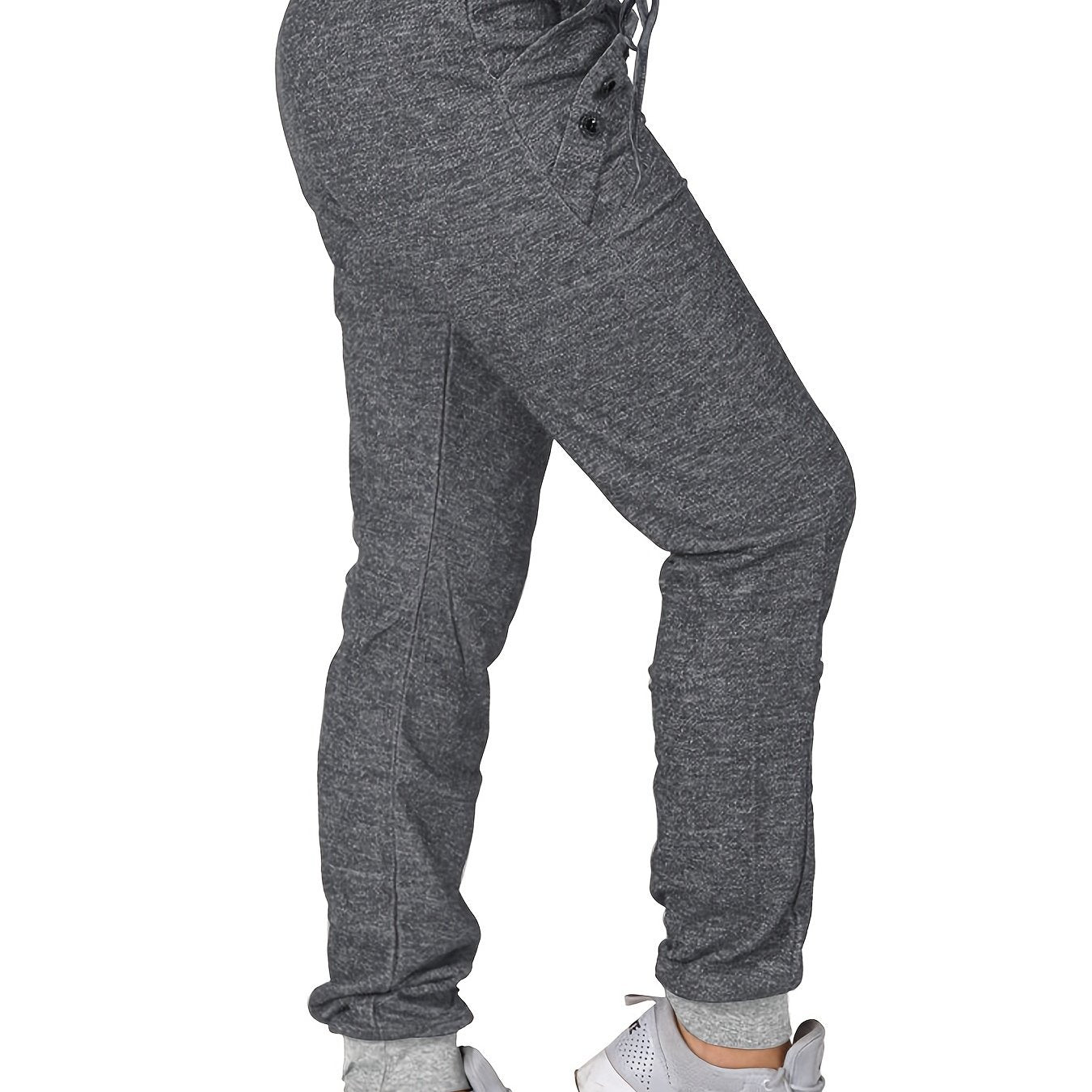 Long Length Solid Tie Waist Pants, Casual Jogger Pants With Pockets For All Season, Women's Clothing