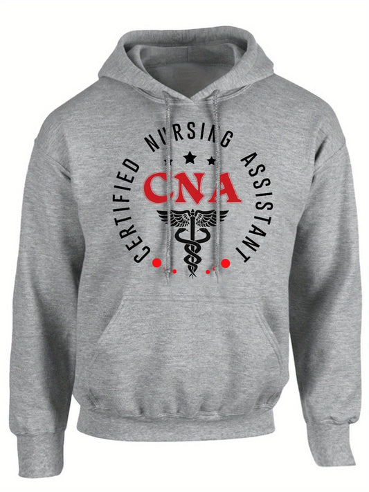 CNA Certified Nursing Assistant Comfort Hoodie - Classic Print, Casual Long Sleeve Pullover with Kangaroo Pocket, Polyester Blend