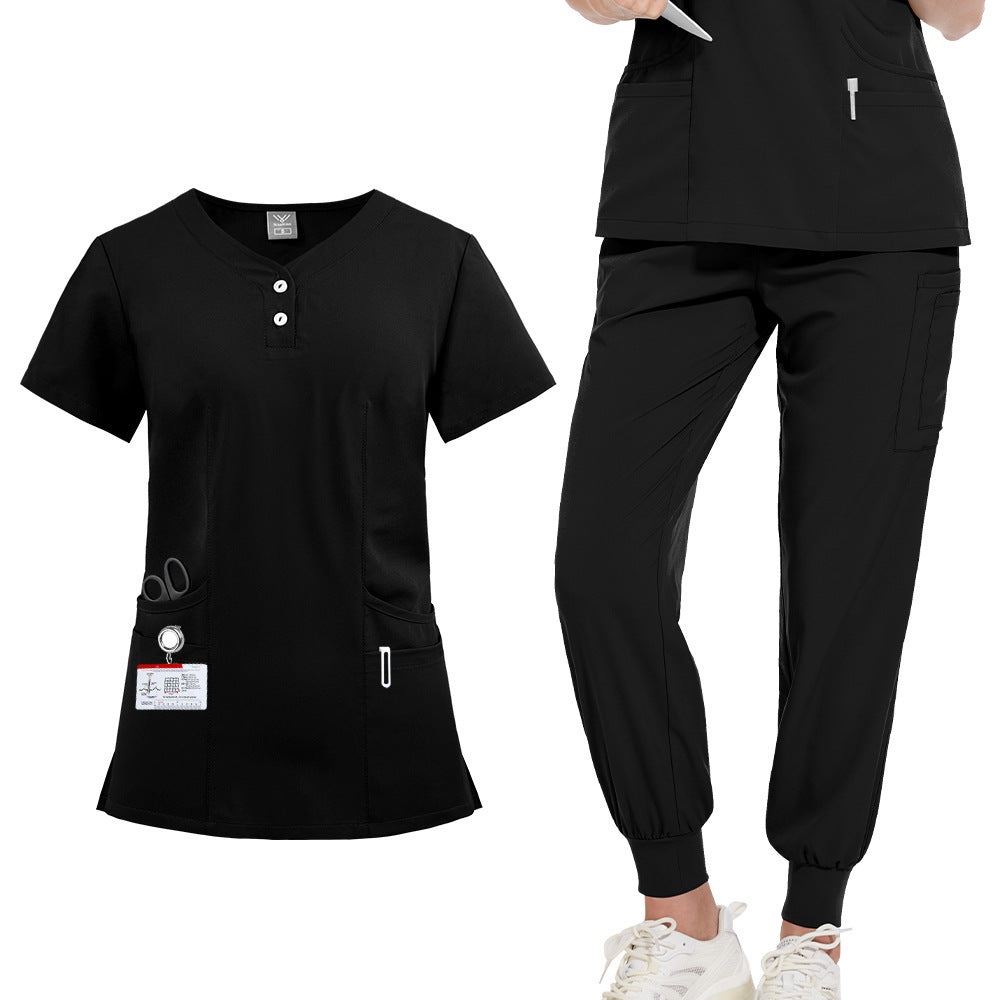 Solid Color Button Design Uniform for Men and Women, Doctor and Nurse Hand Washing Workwear, Nurse Overall