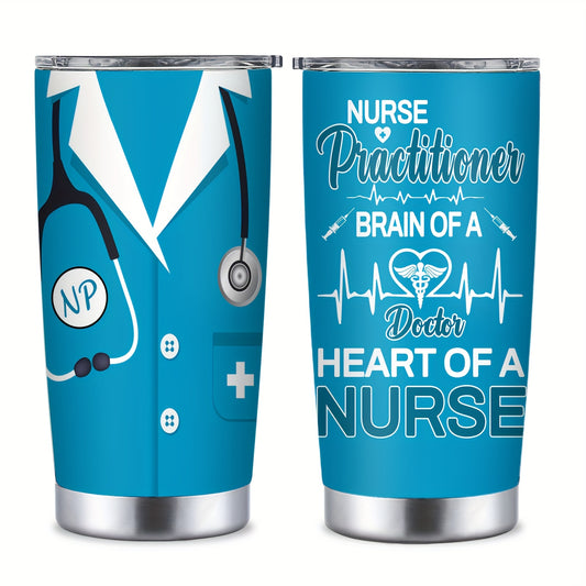 [Reusable Stainless Steel NP Tumbler] 20oz Stainless Steel Tumbler with Lid - Perfect Nurse Practitioner Gift, Reusable & Lead-Free, Ideal for Birthdays & NP Week Celebrations
