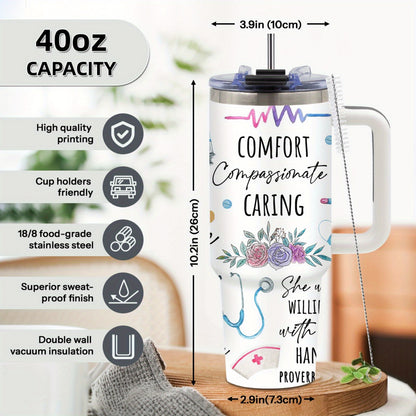 Nurse Gifts for Women, Nurse Nutrition Facts Tumbler with Handle 40oz Flip Straw Stainless Steel Coffee Travel Cup, Nurse Appreciation Gifts for Birthday Nurse Week Graduation, Sports Cup, for Outdoor Sports