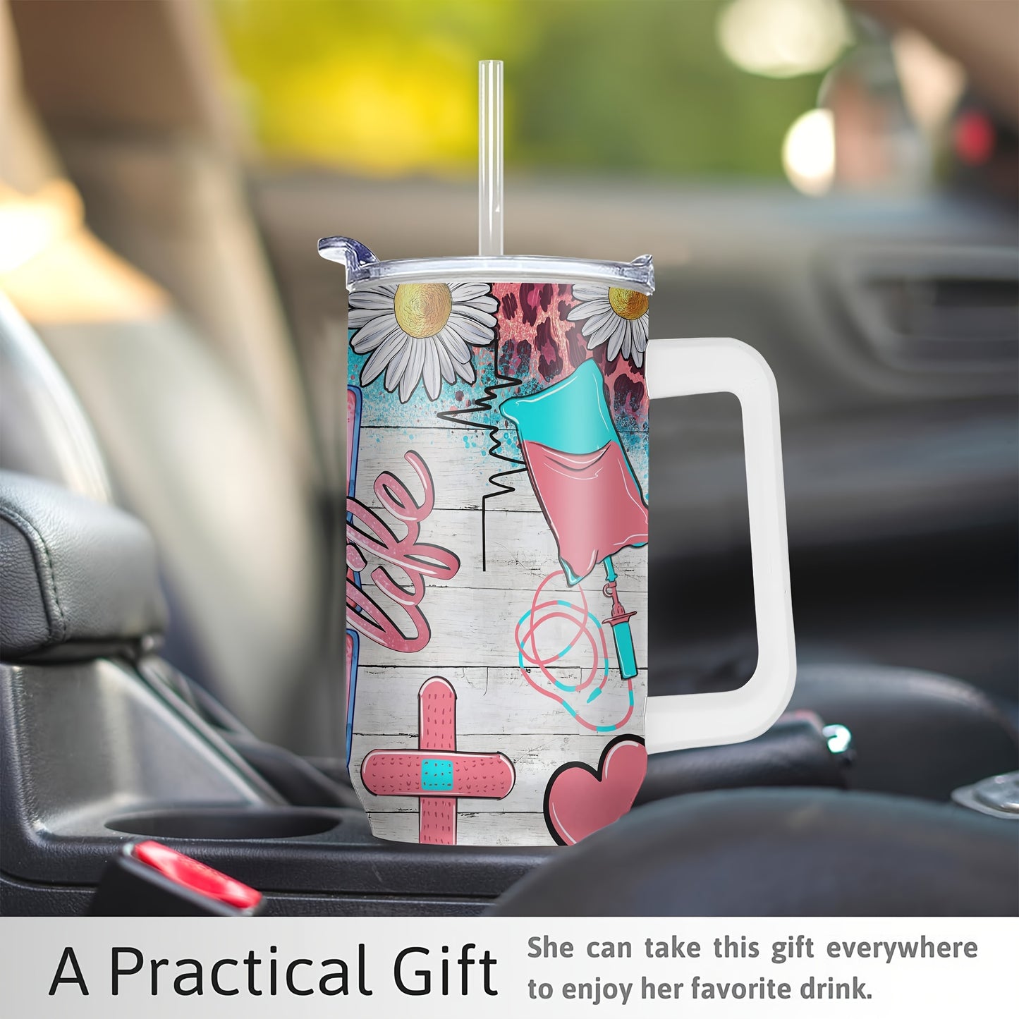 40oz Stainless Steel Tumbler with Lid - Nurse Humor Design, Vacuum Insulated Water Bottle for All Seasons, Perfect for Outdoor Adventures & Gifts