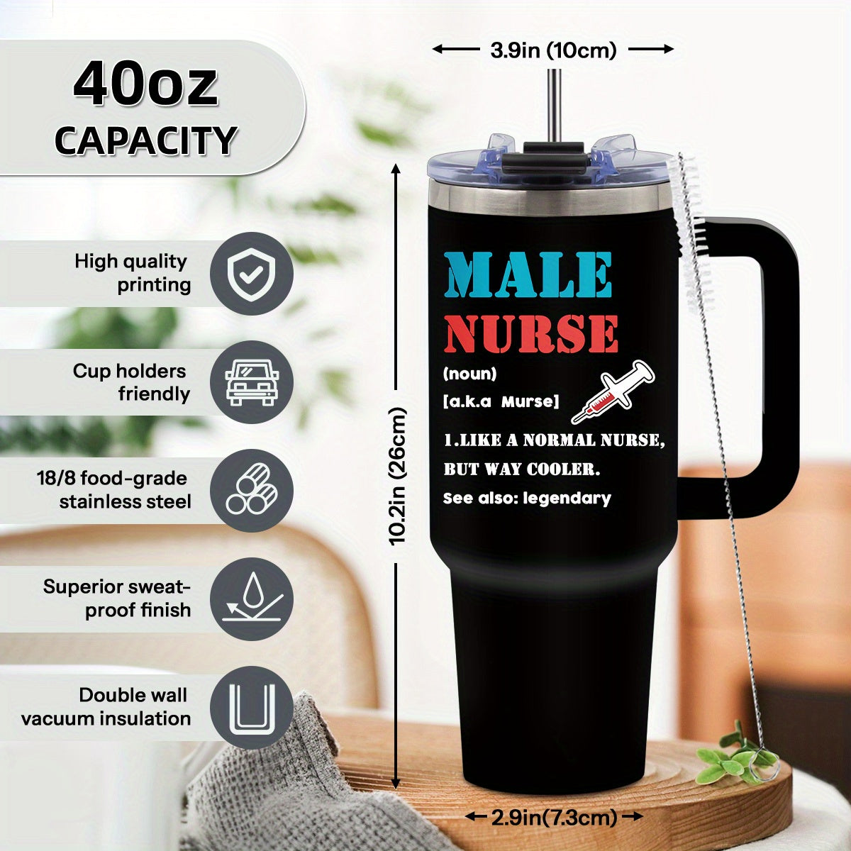 Best Nurse Gifts - 40 oz. Glass Tumbler Christmas Gift for Nurses, Aides - In My Nurse Era Thermos with Handle, Birthday Gift for Nurses, Dentists