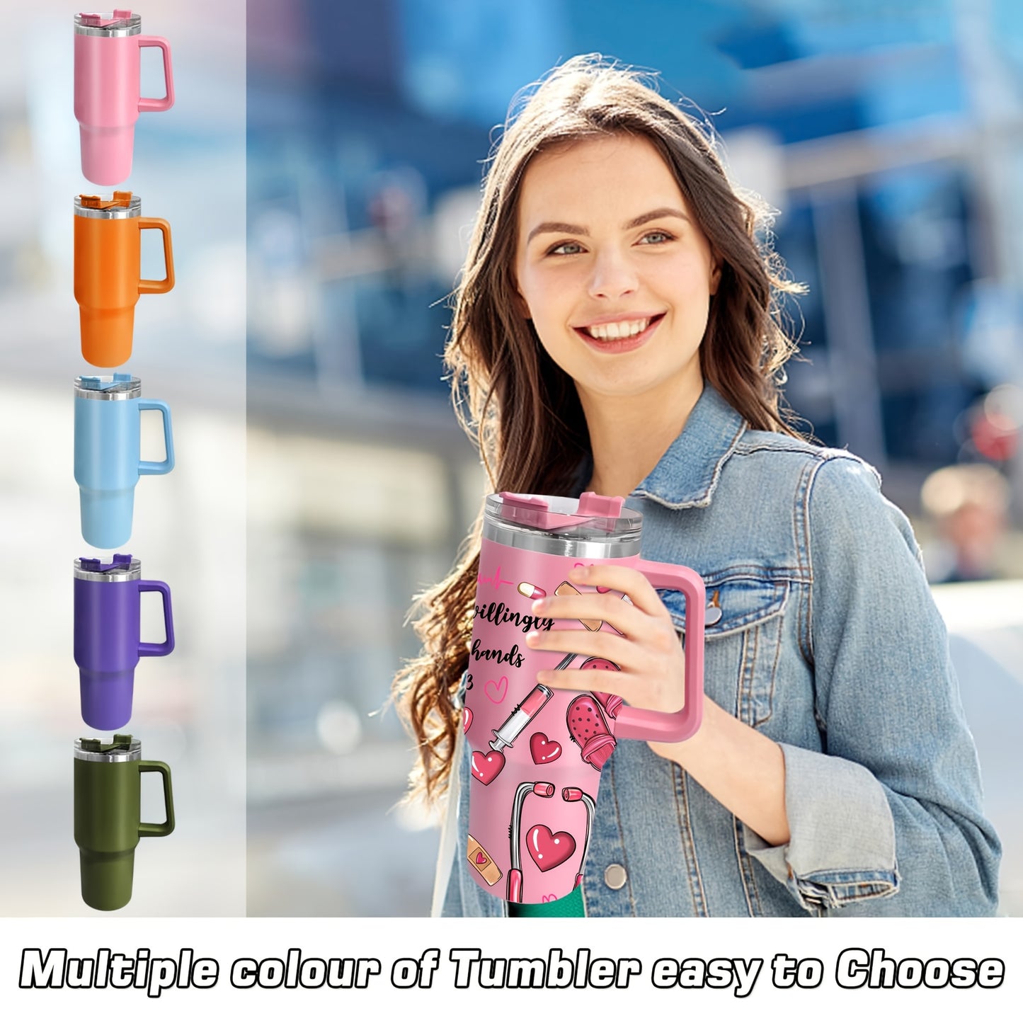 Hsdiokl Nurse-Themed 40oz Metal Tumbler with Lid, Hand Wash Reusable Oval-Shaped Mug, BPA-Free, Shatterproof, Multipurpose, Ideal for Christmas, Halloween, Easter, Hanukkah, Thanksgiving, Adult Gift - 1pc