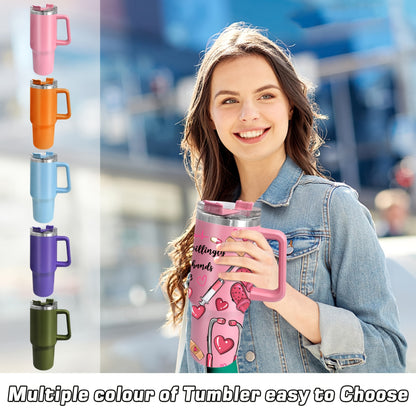 Hsdiokl Nurse-Themed 40oz Metal Tumbler with Lid, Hand Wash Reusable Oval-Shaped Mug, BPA-Free, Shatterproof, Multipurpose, Ideal for Christmas, Halloween, Easter, Hanukkah, Thanksgiving, Adult Gift - 1pc