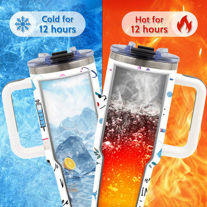 Nurse Gifts for Women, Nurse Nutrition Facts Tumbler with Handle 40oz Flip Straw Stainless Steel Coffee Travel Cup, Nurse Appreciation Gifts for Birthday Nurse Week Graduation, Sports Cup, for Outdoor Sports