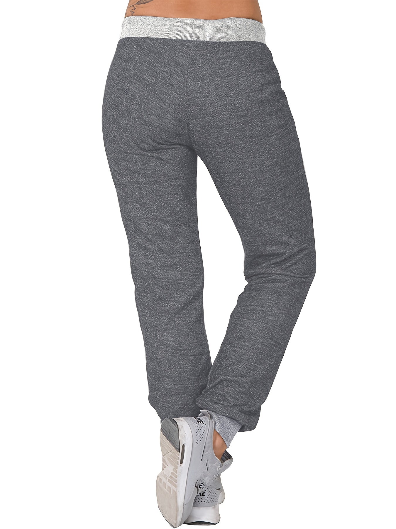 Long Length Solid Tie Waist Pants, Casual Jogger Pants With Pockets For All Season, Women's Clothing