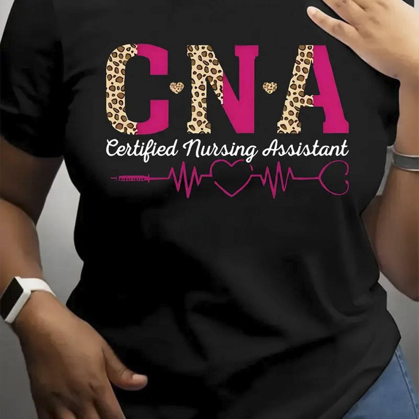 1pc, 100%, Nurse Assistant Pattern Printed T-Shirt, Seasonal Casual Men'S T-Shirt, Round Neck Pure Short Sleeved T-Shirt, Outdoor Sports, Holiday Gift