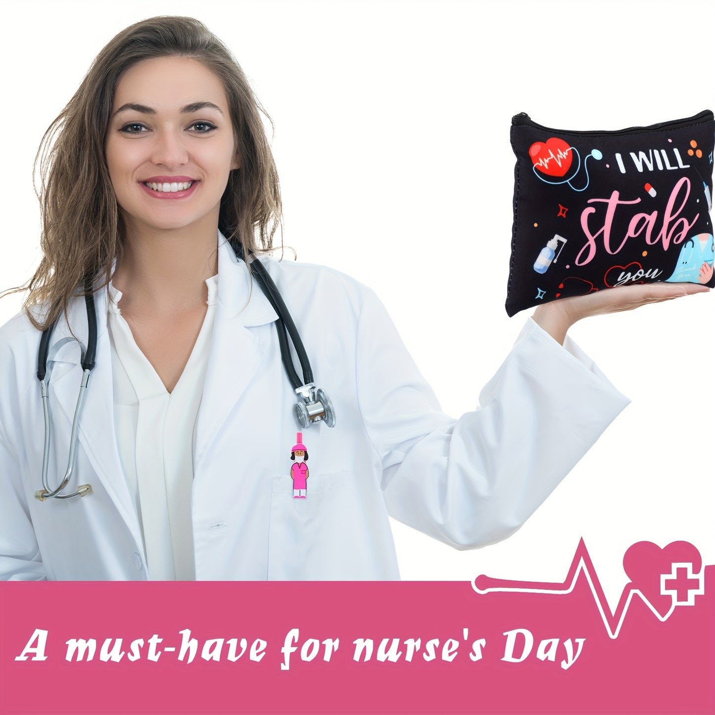 96 Pcs Nurse Appreciation Christmas Gifts Set 24 Nurse Makeup Cosmetic Bag 24 Pocket Journal 24 Doctor Nurse Ballpoint Pen 24 Stethoscope Bracelet For Nursing Students School Practitioner Gifts