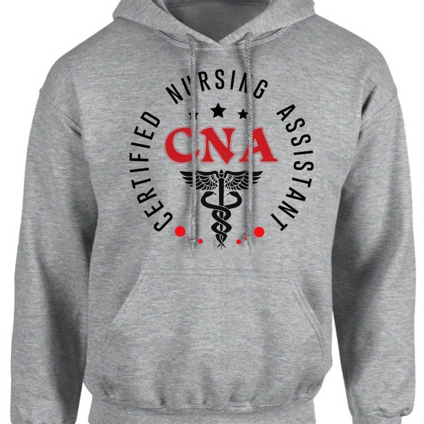 CNA Certified Nursing Assistant Comfort Hoodie - Classic Print, Casual Long Sleeve Pullover with Kangaroo Pocket, Polyester Blend