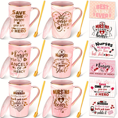 18 Pcs Nurse Appreciation Mug Gifts Bulk Coffee Mugs with Spoons Greeting Cards Thank You Gifts for CNA Week Nursing Assistants Nurse Practitioner Party Favors