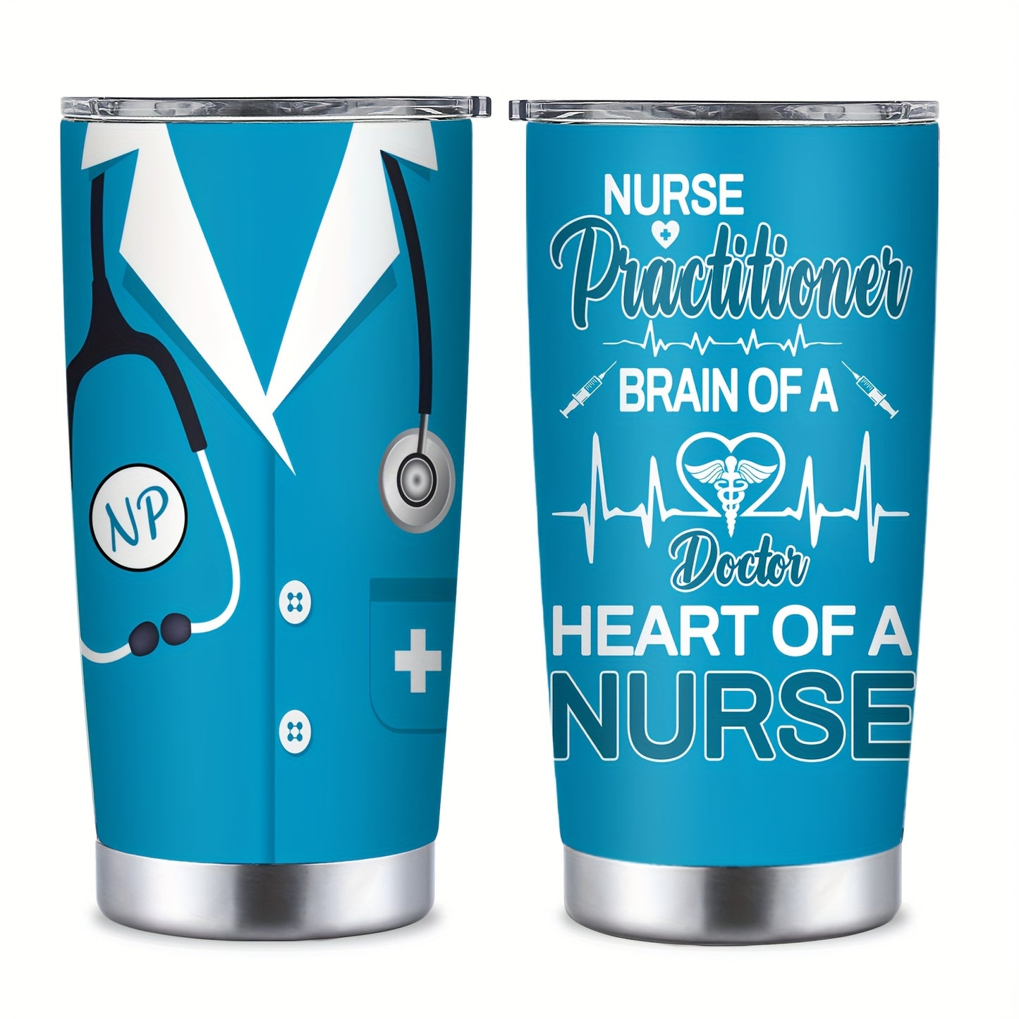 [Reusable Stainless Steel NP Tumbler] 20oz Stainless Steel Tumbler with Lid - Perfect Nurse Practitioner Gift, Reusable & Lead-Free, Ideal for Birthdays & NP Week Celebrations