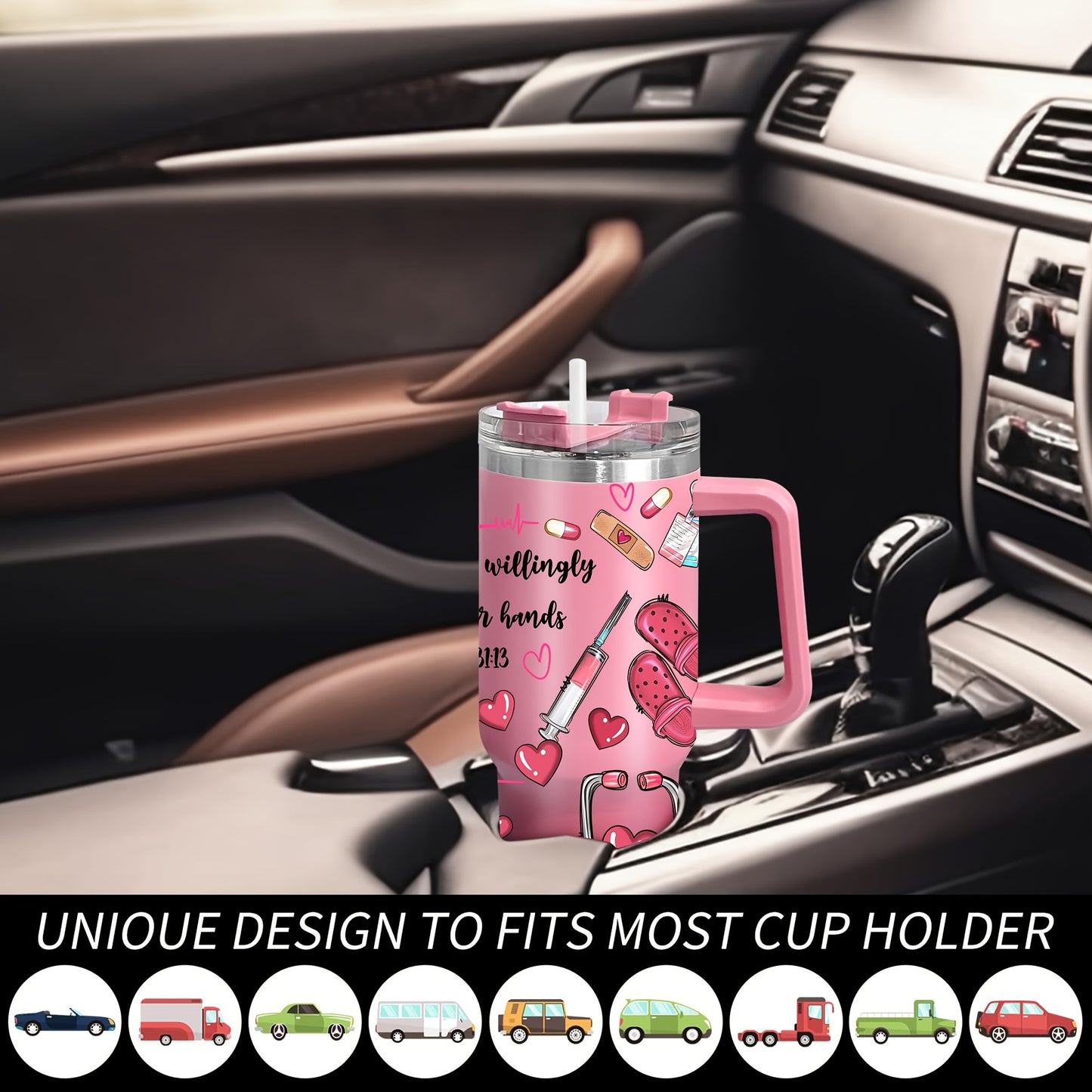 Hsdiokl Nurse-Themed 40oz Metal Tumbler with Lid, Hand Wash Reusable Oval-Shaped Mug, BPA-Free, Shatterproof, Multipurpose, Ideal for Christmas, Halloween, Easter, Hanukkah, Thanksgiving, Adult Gift - 1pc