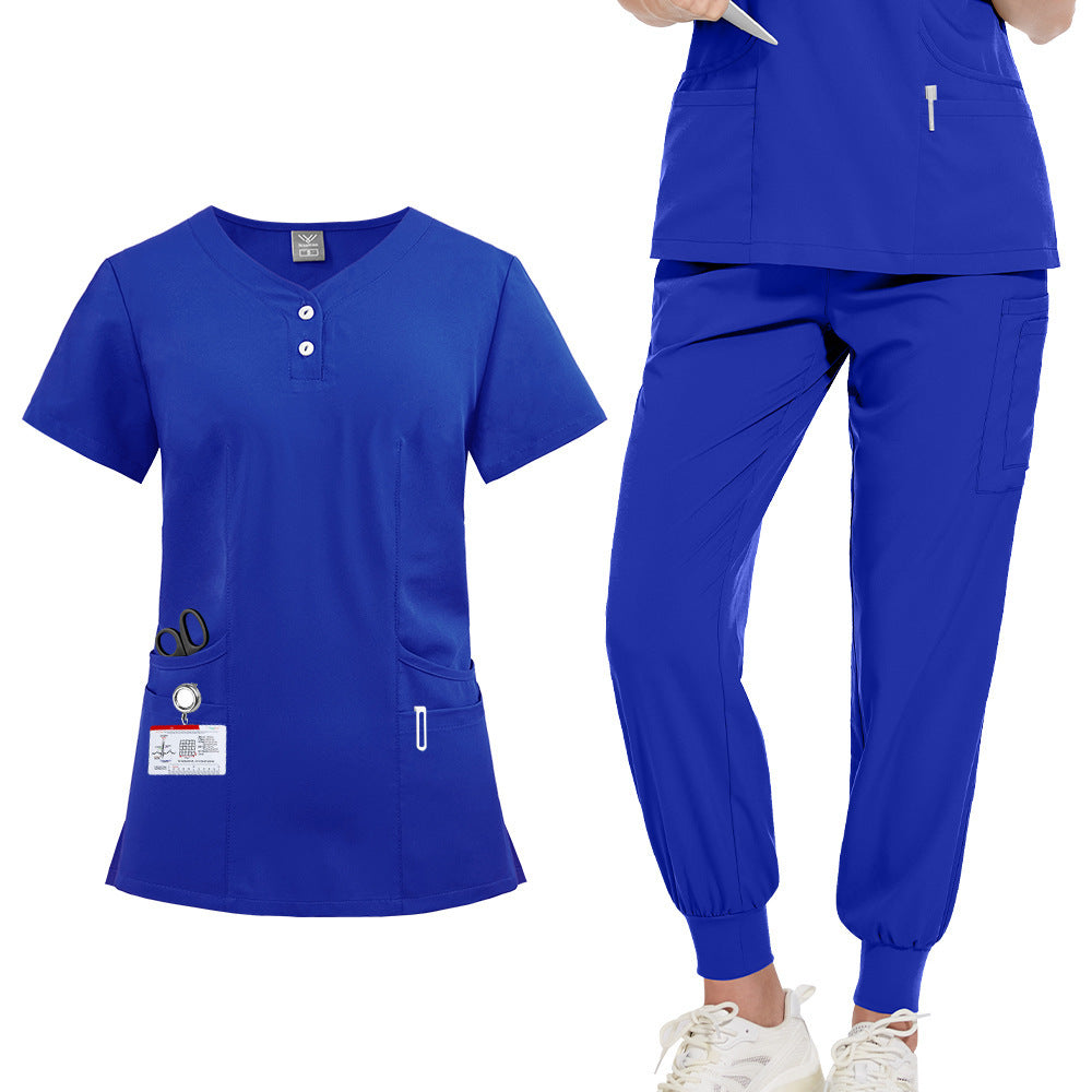 Solid Color Button Design Uniform for Men and Women, Doctor and Nurse Hand Washing Workwear, Nurse Overall