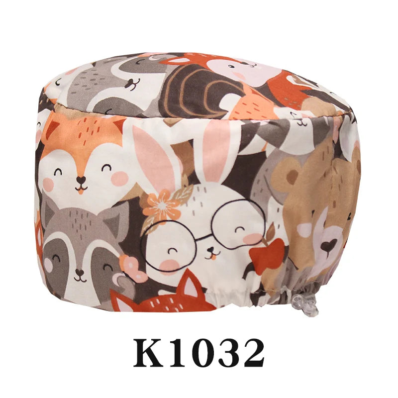 Scrub Caps for Long Hair Premium Surgical Cap Cheap Pharmacy Work Hat  Pet Clinic Doctors Dentist Nursing Cap with Buttons K1030