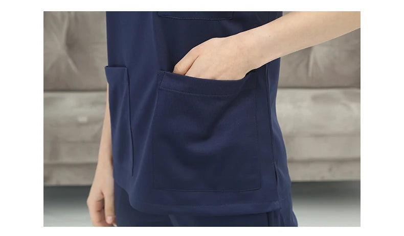 Silky Soft Scrub Set Medical Uniforms Nurse Workwear Solid Color Scrubs Suit Anti-static Top and Pant Dental Hospital Suits 301