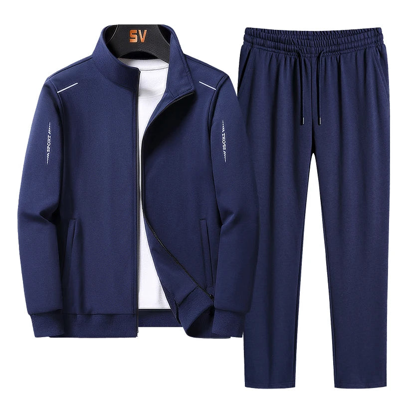 Men Set Large Size 6XL 7XL 8XL Fashion New  Autumn Winter Homme Suit Sweatshirt Sweatpants Men's Set Male Tracksuit Jacket