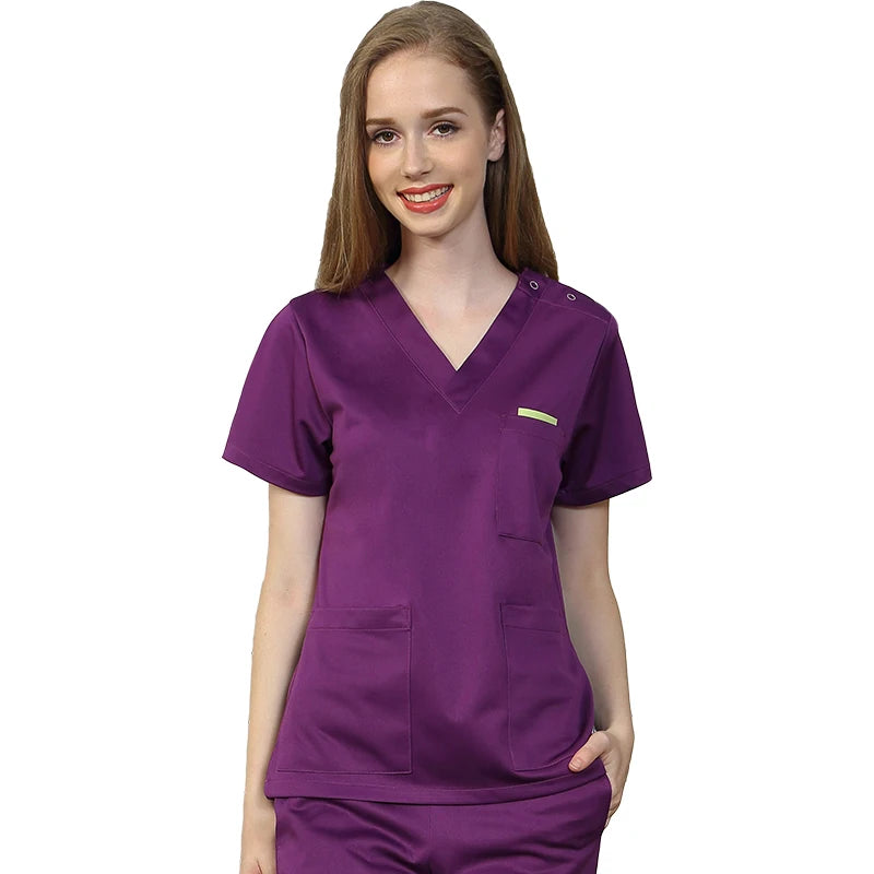 Silky Soft Scrub Set Medical Uniforms Nurse Workwear Solid Color Scrubs Suit Anti-static Top and Pant Dental Hospital Suits 301