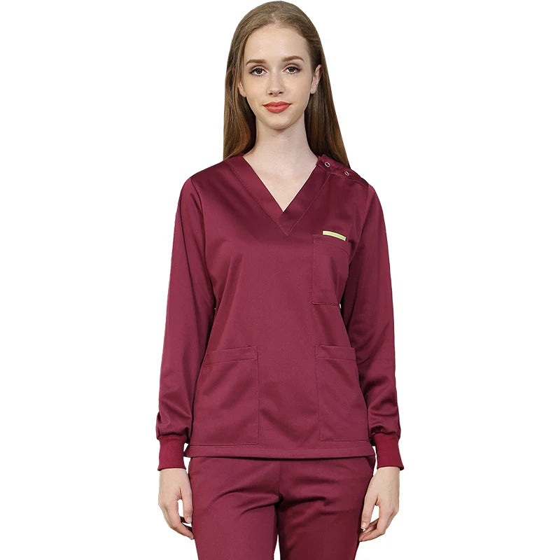 Silky Soft Scrub Set Medical Uniforms Nurse Workwear Solid Color Scrubs Suit Anti-static Top and Pant Dental Hospital Suits 301