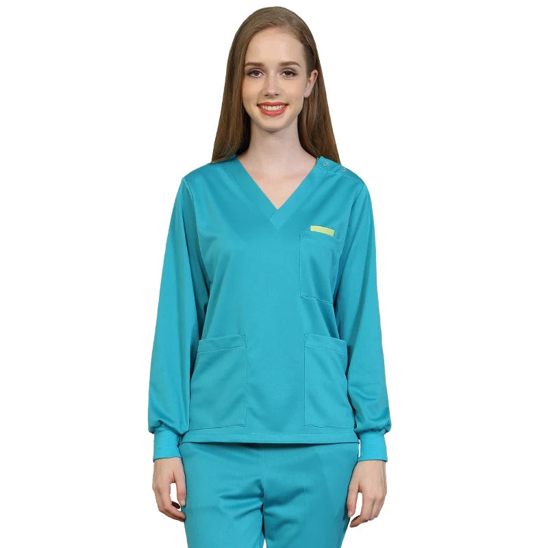 Silky Soft Scrub Set Medical Uniforms Nurse Workwear Solid Color Scrubs Suit Anti-static Top and Pant Dental Hospital Suits 301