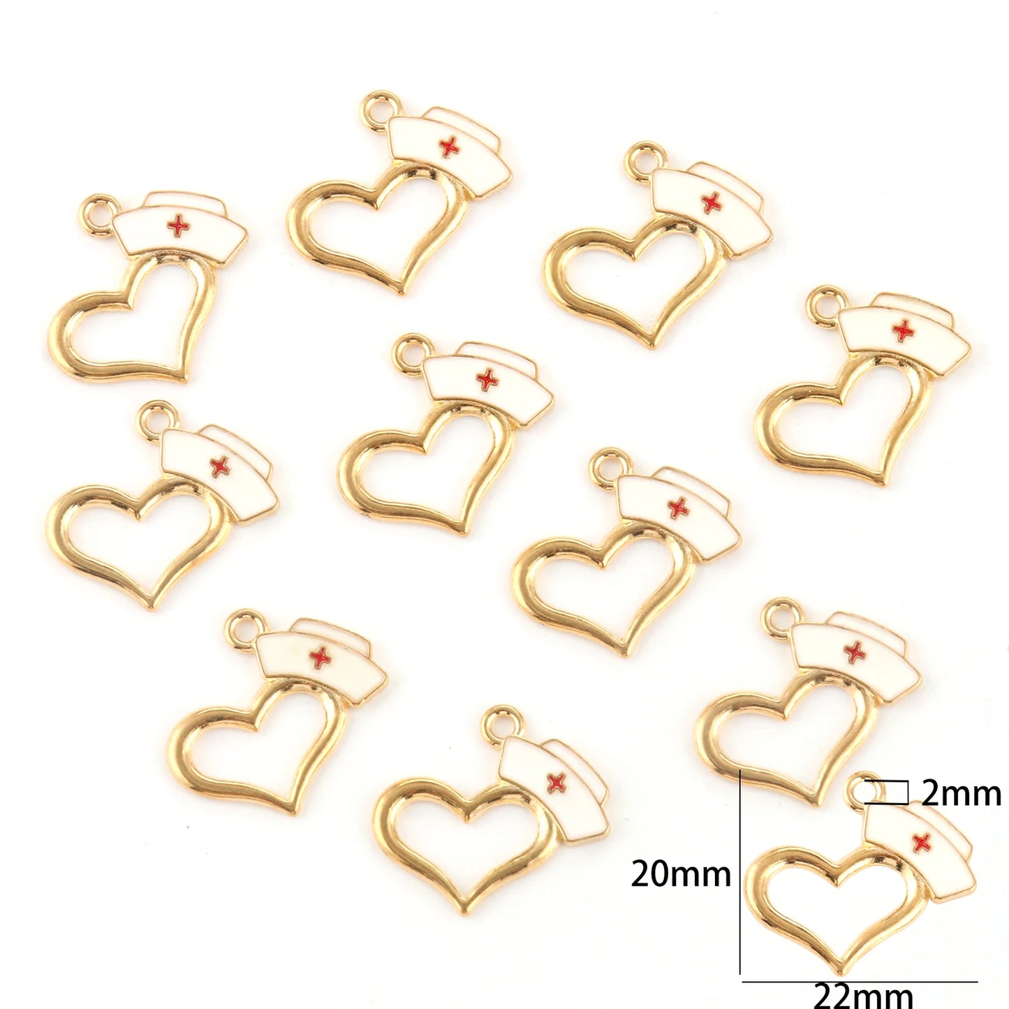 10pcs Nurse Medical Tool Injection Syringe Stethoscope Image Nurse Cap Charm Pendant Necklace Keychain For DIY Jewelry Making