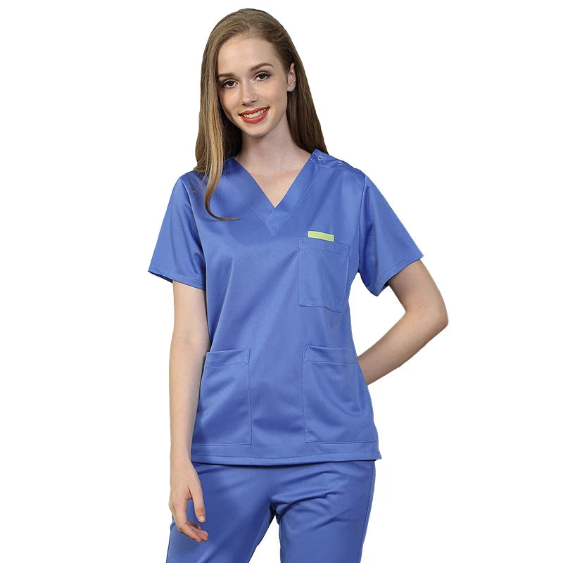 Silky Soft Scrub Set Medical Uniforms Nurse Workwear Solid Color Scrubs Suit Anti-static Top and Pant Dental Hospital Suits 301