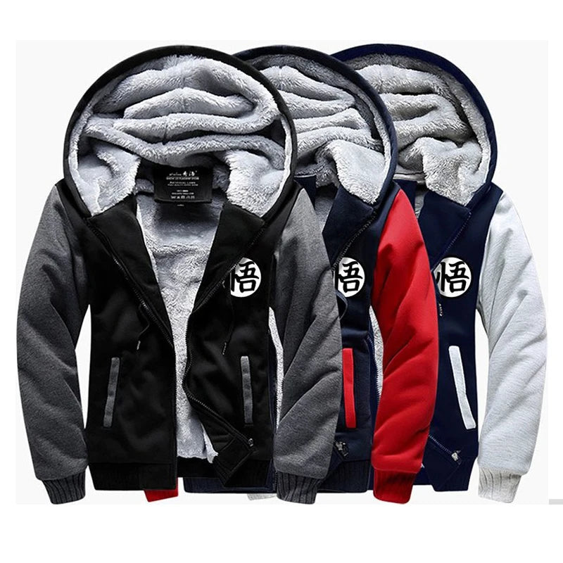 Autumn Winter Jackets Anime Sweatshirt Men Fashion Streetwear Fleece Hoodie Men's Sportswear  Jacket